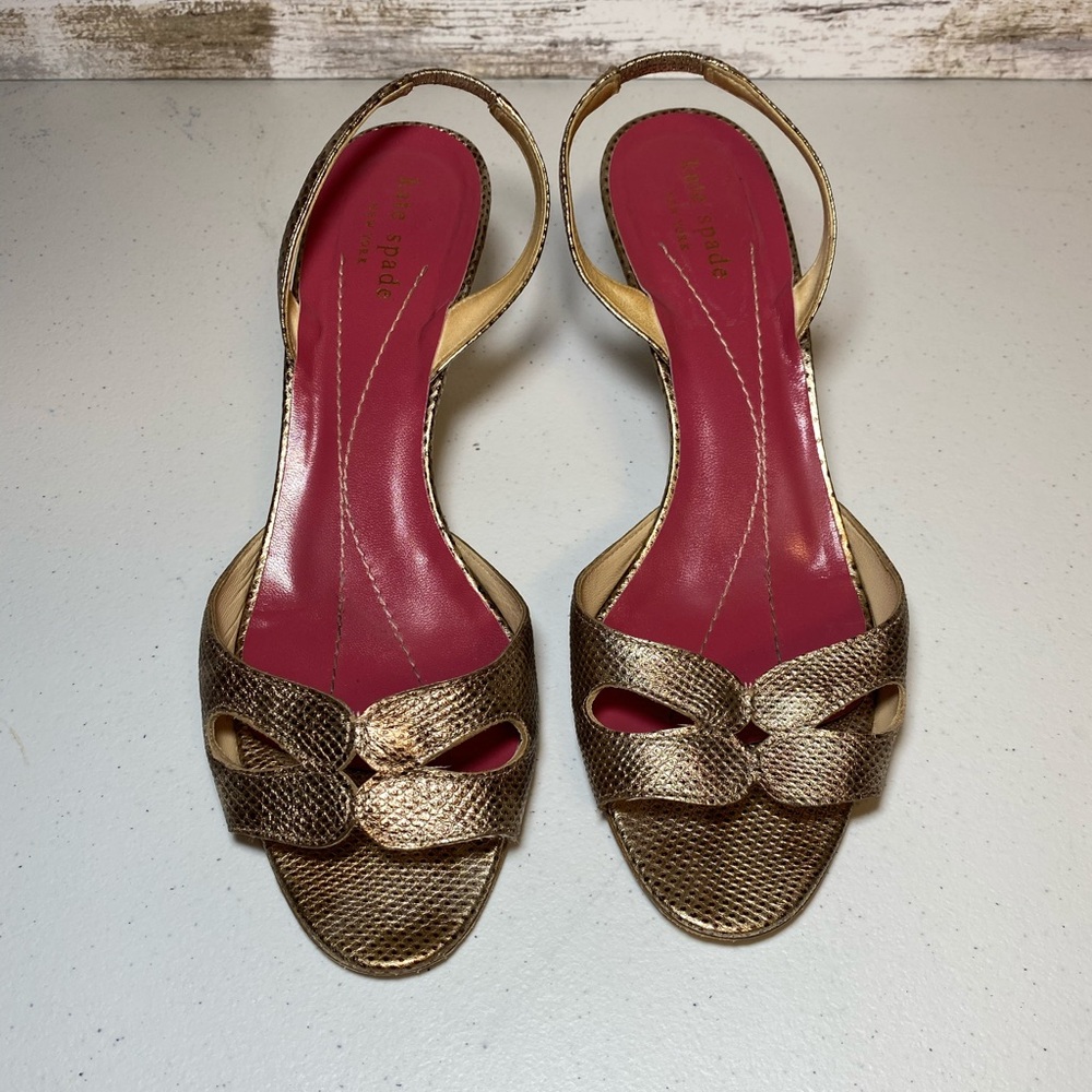 Kate Spade metallic textured slingback heels 8.5